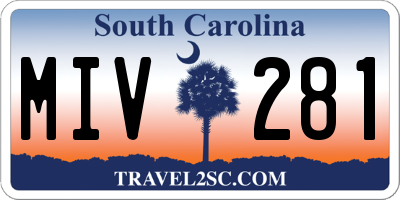 SC license plate MIV281
