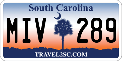 SC license plate MIV289