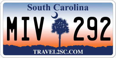 SC license plate MIV292