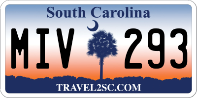 SC license plate MIV293