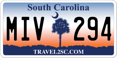 SC license plate MIV294