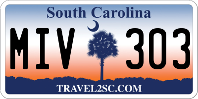 SC license plate MIV303