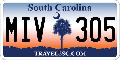 SC license plate MIV305