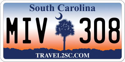 SC license plate MIV308