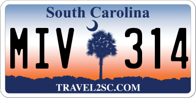 SC license plate MIV314