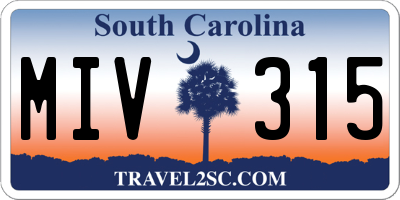 SC license plate MIV315