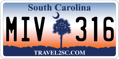 SC license plate MIV316