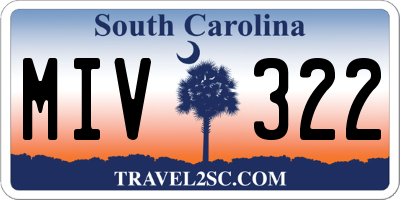 SC license plate MIV322