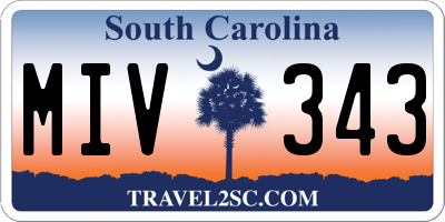 SC license plate MIV343