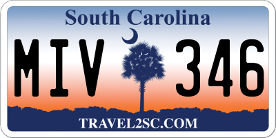 SC license plate MIV346