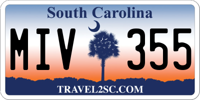 SC license plate MIV355