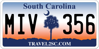 SC license plate MIV356