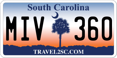 SC license plate MIV360
