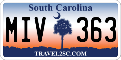SC license plate MIV363