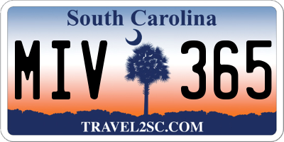 SC license plate MIV365