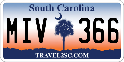 SC license plate MIV366