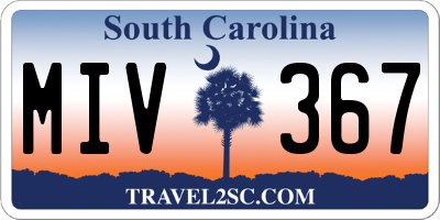 SC license plate MIV367