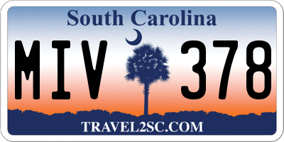 SC license plate MIV378