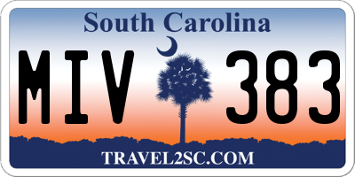 SC license plate MIV383