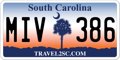 SC license plate MIV386