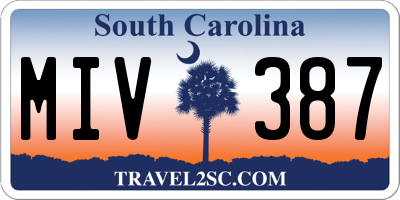 SC license plate MIV387
