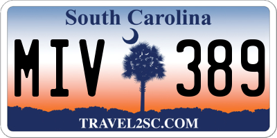 SC license plate MIV389