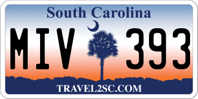 SC license plate MIV393