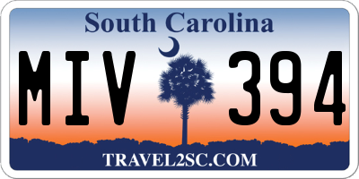 SC license plate MIV394