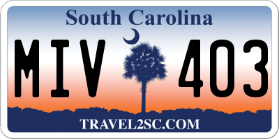 SC license plate MIV403