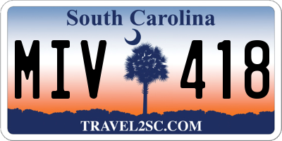 SC license plate MIV418