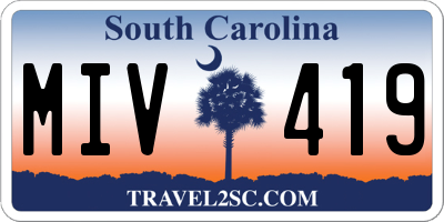 SC license plate MIV419