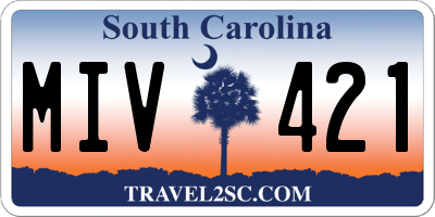 SC license plate MIV421