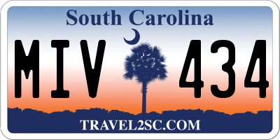 SC license plate MIV434