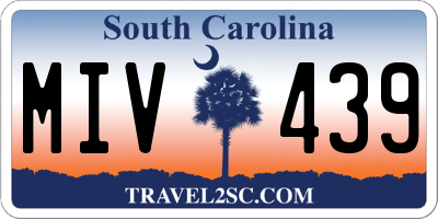 SC license plate MIV439