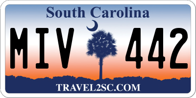 SC license plate MIV442