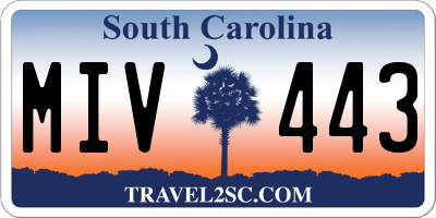 SC license plate MIV443