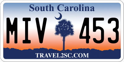 SC license plate MIV453