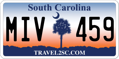SC license plate MIV459