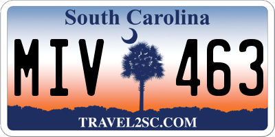 SC license plate MIV463