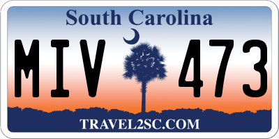 SC license plate MIV473