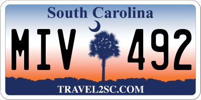 SC license plate MIV492