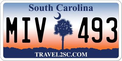 SC license plate MIV493