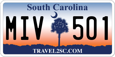 SC license plate MIV501