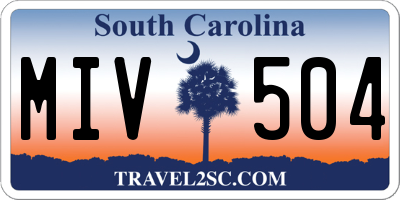 SC license plate MIV504