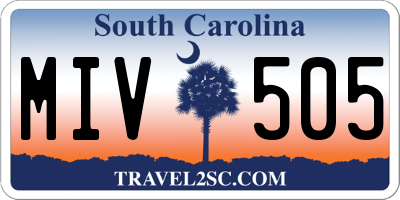 SC license plate MIV505
