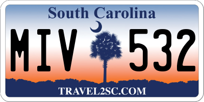 SC license plate MIV532