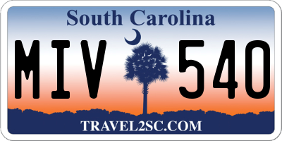 SC license plate MIV540