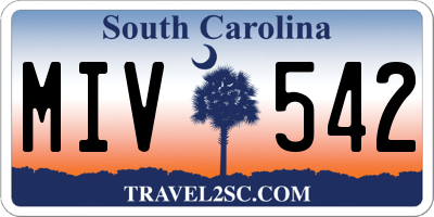 SC license plate MIV542