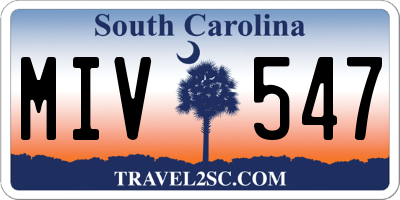 SC license plate MIV547