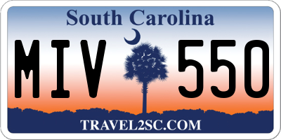 SC license plate MIV550